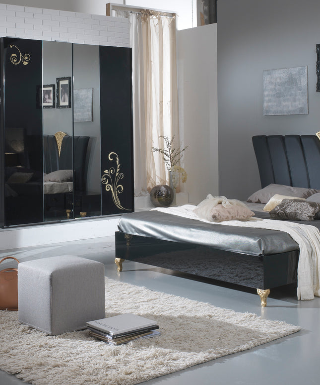 Sofia Black-Gold Bedroom Set
