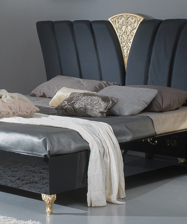 Sofia Black-Gold Bedroom Set