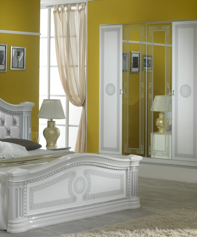 New Serena White-Silver Bedroom Set