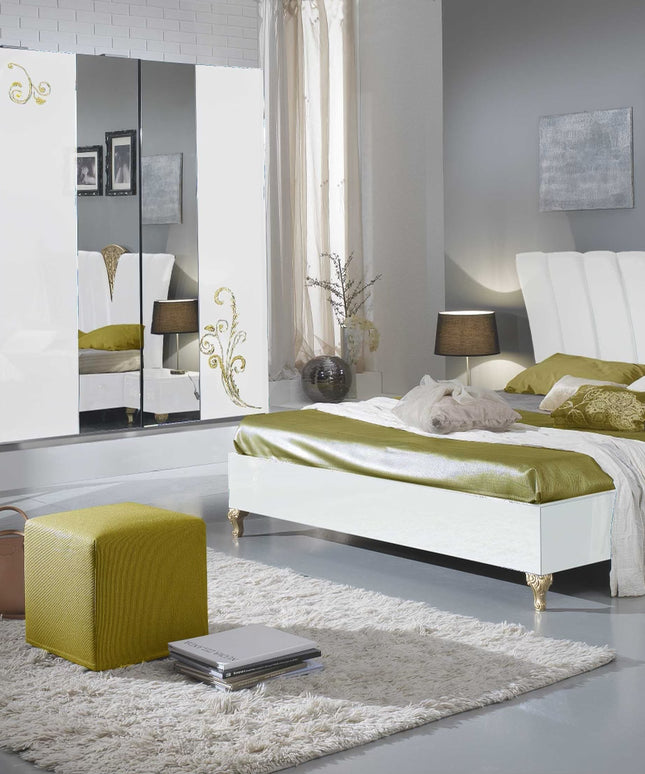 Sofia White-Gold Bedroom Set