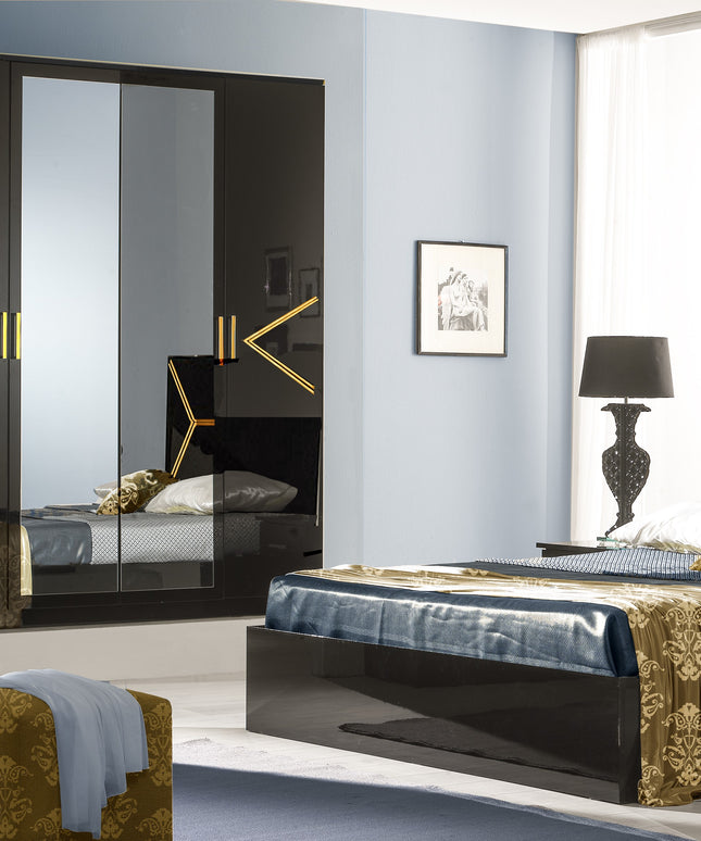 Elegance Black-Gold Bedroom Set