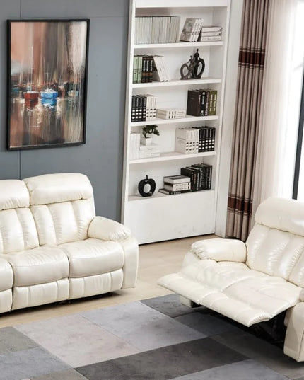 PELLE Leather Aire Manual Recliner Luxurious Sofa Available in Black, Brown, Cream & Grey