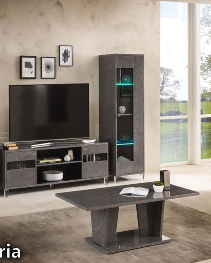 Vittoria Dark-Grey Marble Effect Italian TV Unit