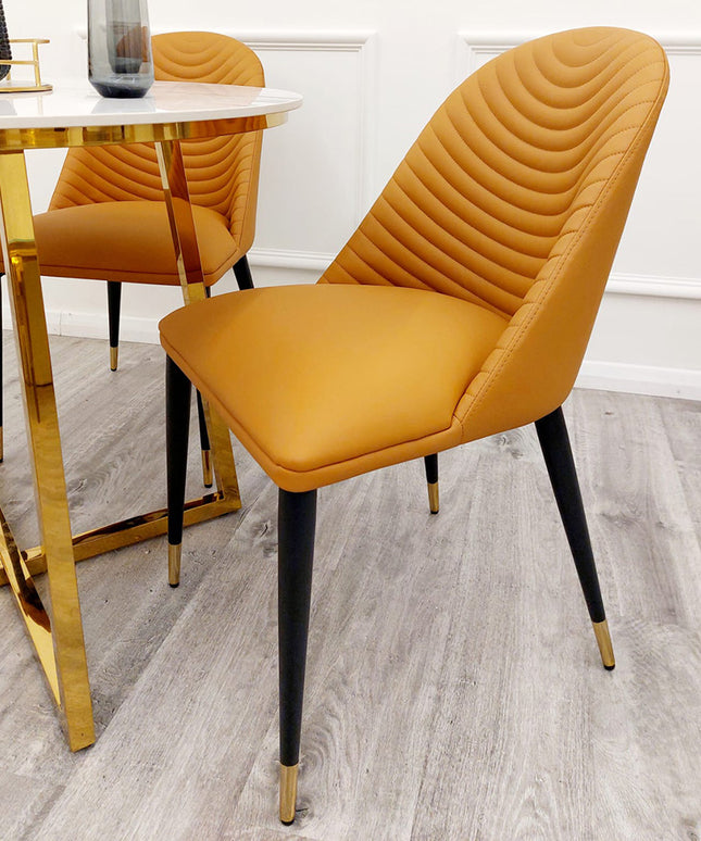 Alba Leather Dining Chair in Pair