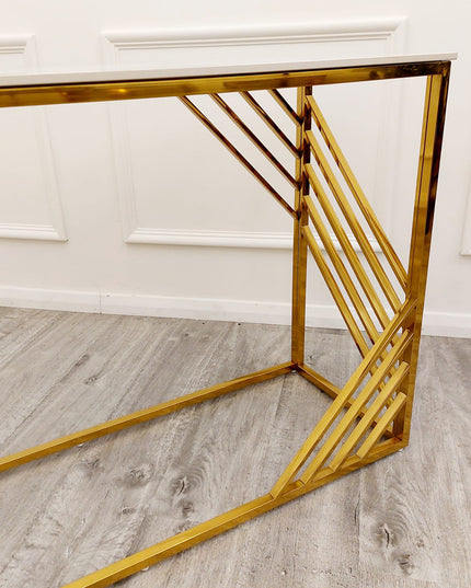 Azure Gold Console Table with Polar White Sintered Top