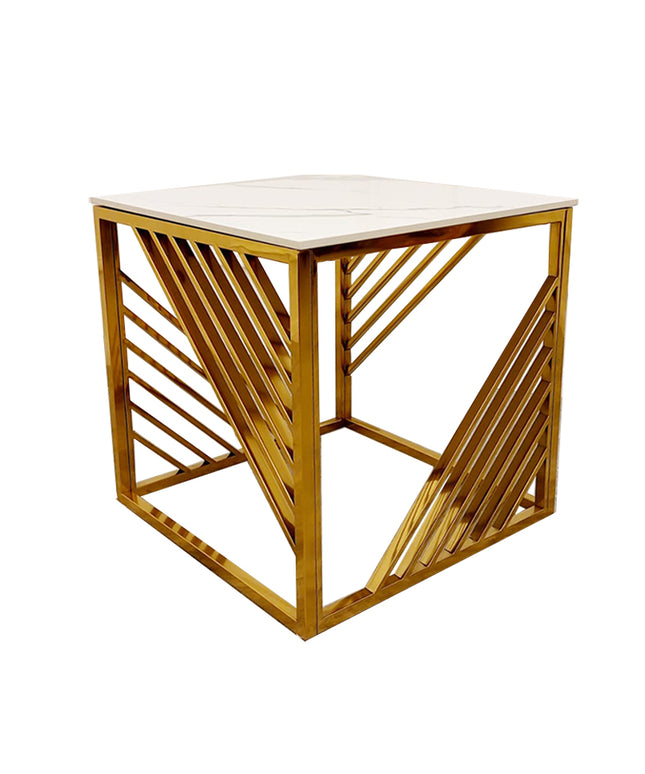 Azure Gold Lamp Table with Polar White Sintered Top