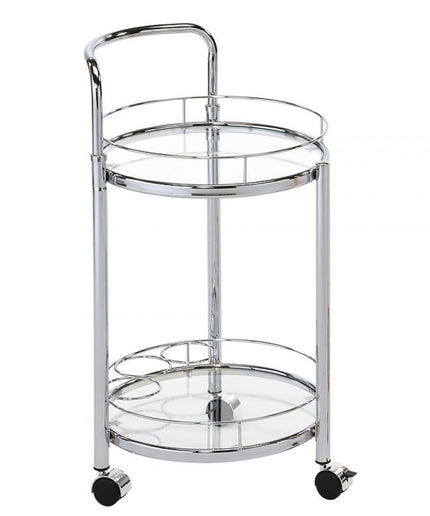 Bailey Chrome Metal/Rose Gold Metal and Clear Glass Drinks Trolley