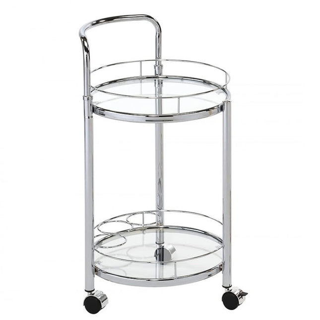 Bailey Chrome Metal/Rose Gold Metal and Clear Glass Drinks Trolley