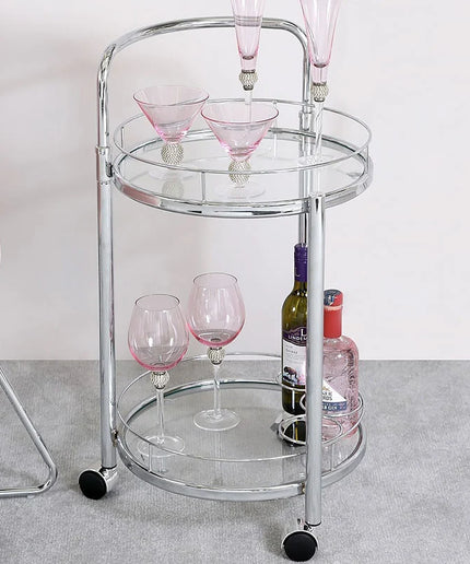 Bailey Chrome Metal/Rose Gold Metal and Clear Glass Drinks Trolley