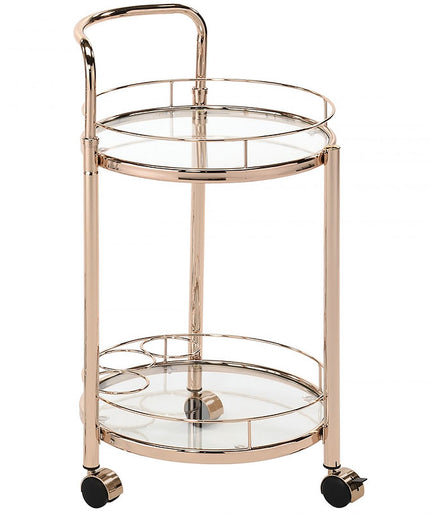 Bailey Chrome Metal/Rose Gold Metal and Clear Glass Drinks Trolley