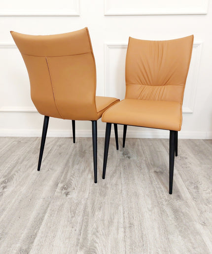 Flora Leather Dining Chair in Pair