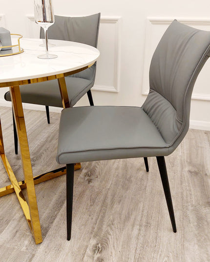 Flora Leather Dining Chair in Pair