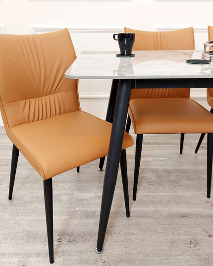 Flora Leather Dining Chair in Pair
