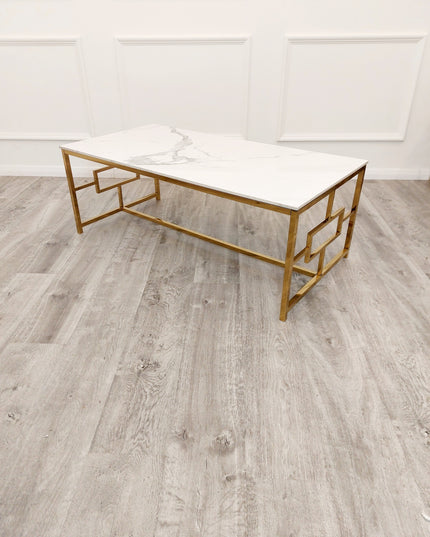 Geo Gold Coffee Table with Polar White Sintered Top