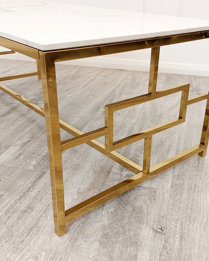 Geo Gold Coffee Table with Polar White Sintered Top