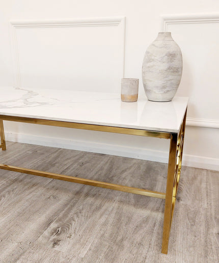 Geo Gold Coffee Table with Polar White Sintered Top