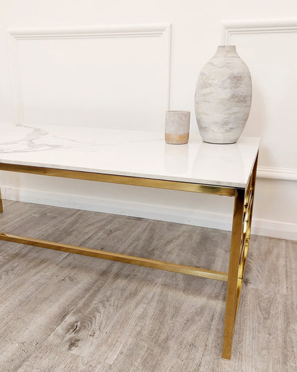 Geo Gold Coffee Table with Polar White Sintered Top