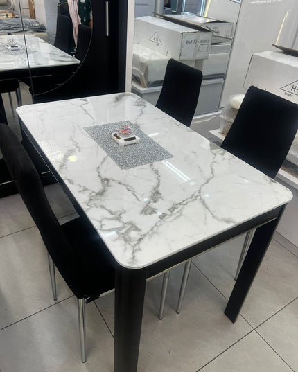 Milan white dinning table with 4 chairs