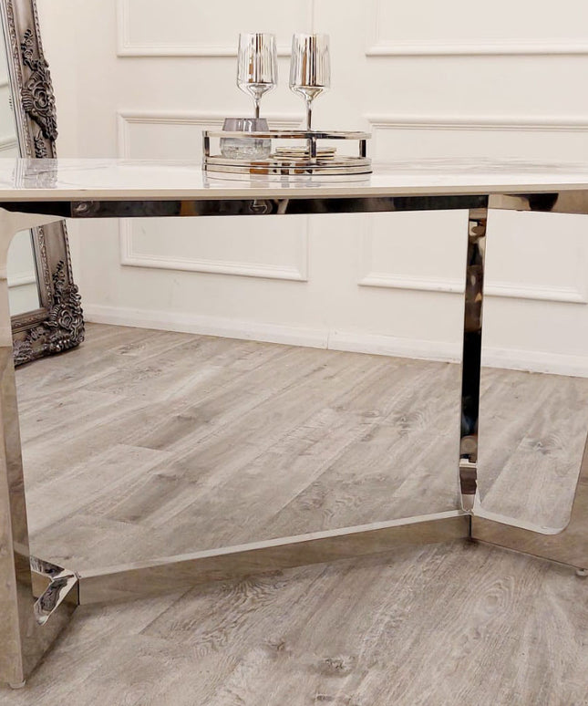 Lucien Chrome Dinning Table with Bentley Chrome Dinning Chairs
