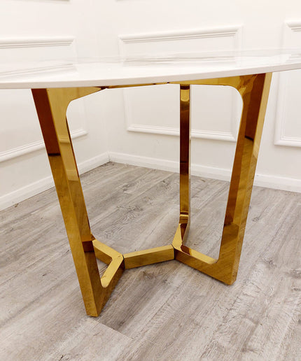 Lucien Gold Dining Table with Pandora Gold Sintered Stone Top