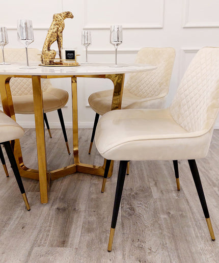 Lucien Gold Dining Table with Pandora Gold Sintered Stone Top