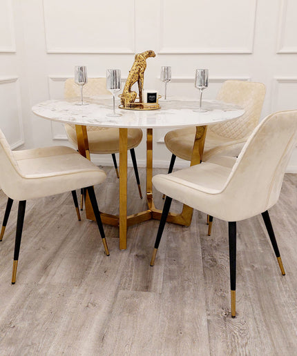 Lucien Gold Dining Table with Pandora Gold Sintered Stone Top