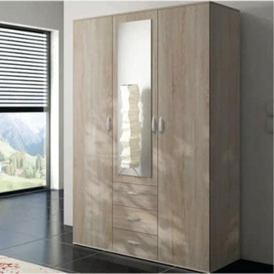 Ozyrys Wardrobe: 3-Door & 4-Door  in White and Oak Sonoma
