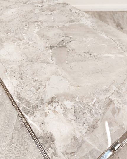 Stella Chrome Coffee Table with Stomach Ash Grey Sintered Top