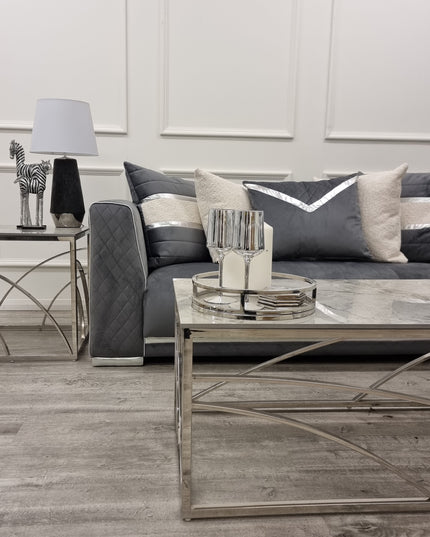 Stella Chrome Coffee Table with Stomach Ash Grey Sintered Top