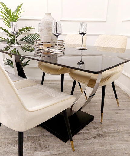 Venus 1.6 Chrome Dining Table with Black Sintered Stone Top