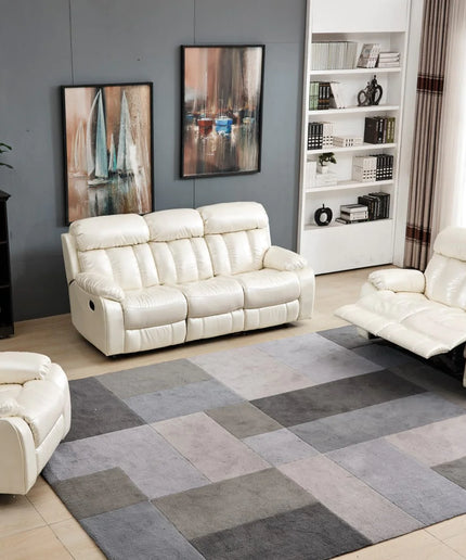 PELLE Leather Aire Manual Recliner Luxurious Sofa Available in Black, Brown, Cream & Grey