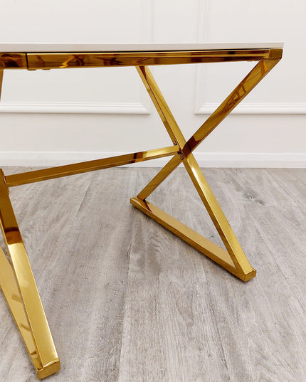 Zion Gold Lamp Table with Polar White Sintered Top