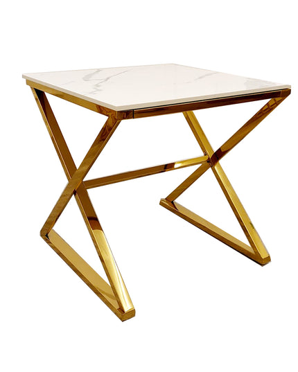 Zion Gold Lamp Table with Polar White Sintered Top