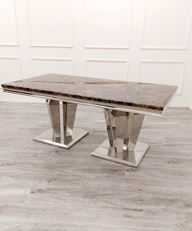 Athena Black & Brown Marble Dinning Table and Chelsea Chair