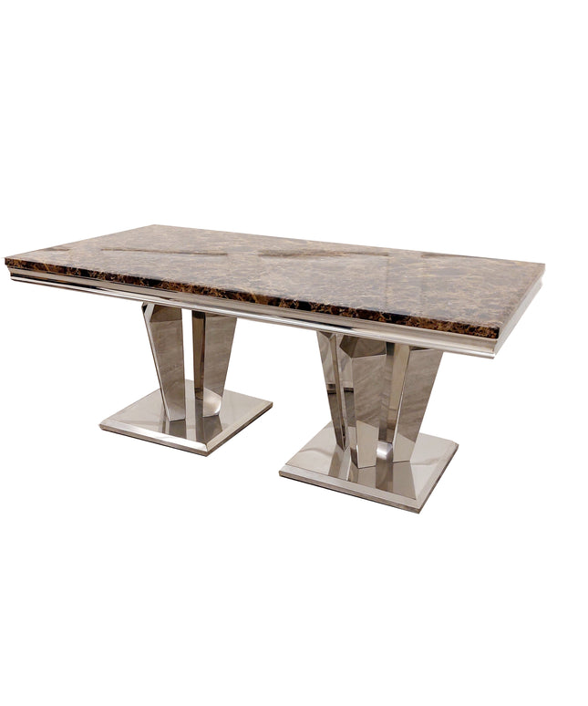 Athena Black & Brown Marble Dinning Table and Chelsea Chair