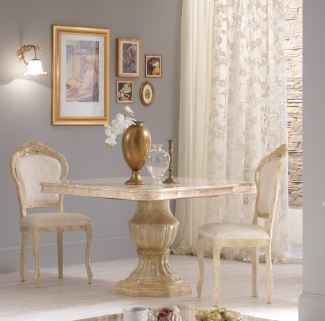 Betty Onyx Beige-Gold Rectangular Extending Dining Table & Chairs