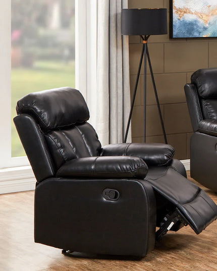 PELLE Leather Aire Manual Recliner Luxurious Sofa Available in Black, Brown, Cream & Grey