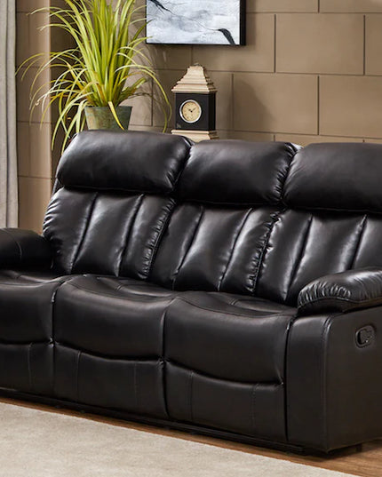 PELLE Leather Aire Manual Recliner Luxurious Sofa Available in Black, Brown, Cream & Grey