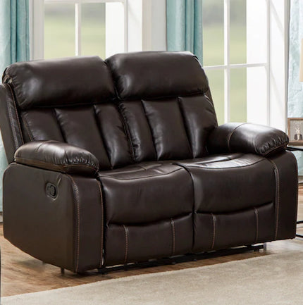 PELLE Leather Aire Manual Recliner Luxurious Sofa Available in Black, Brown, Cream & Grey