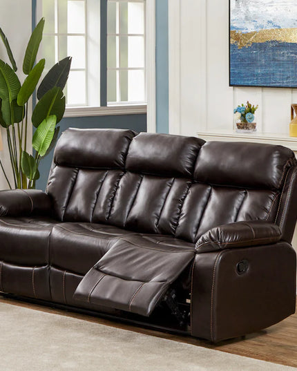 PELLE Leather Aire Manual Recliner Luxurious Sofa Available in Black, Brown, Cream & Grey