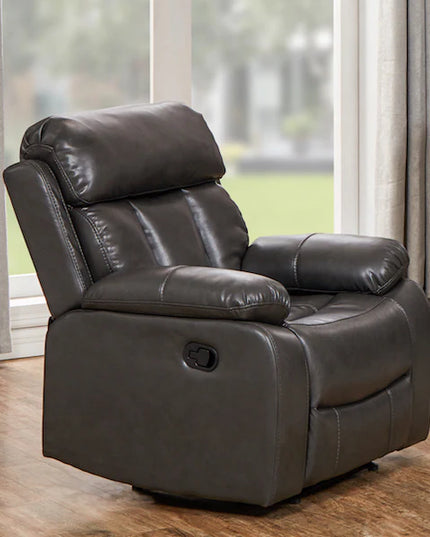 PELLE Leather Aire Manual Recliner Luxurious Sofa Available in Black, Brown, Cream & Grey