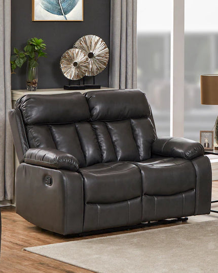 PELLE Leather Aire Manual Recliner Luxurious Sofa Available in Black, Brown, Cream & Grey