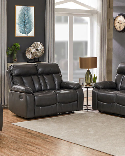 PELLE Leather Aire Manual Recliner Luxurious Sofa Available in Black, Brown, Cream & Grey