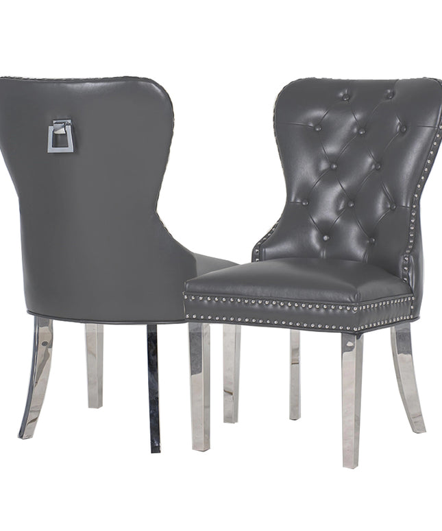 Mayfair Leather Dining Chairs  Plain Back/Square Knocker
