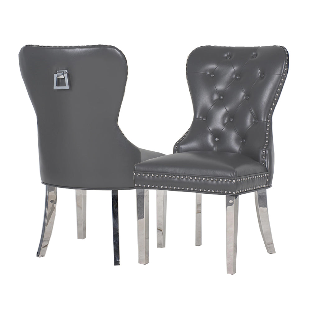 Mayfair Leather Dining Chairs Plain Back/Square Knocker – Billboard ...