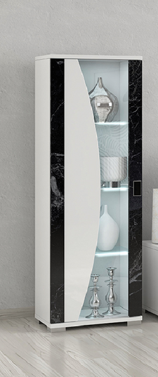 Nevada Black and White 1 Door Display Cabinet
