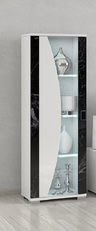 Nevada Black and White 1 Door Display Cabinet