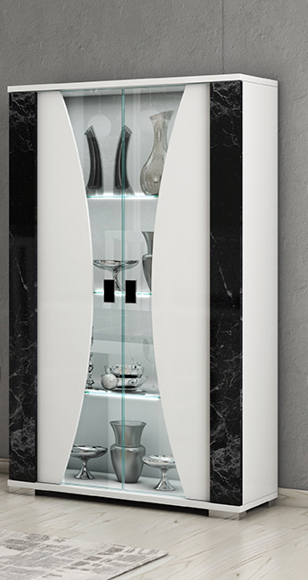 Nevada Black and White 2 Door Display Cabinet