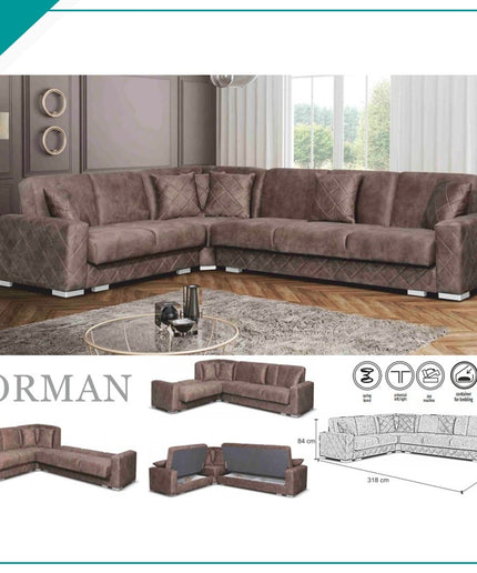 Norman corner Sofa Bed Brown