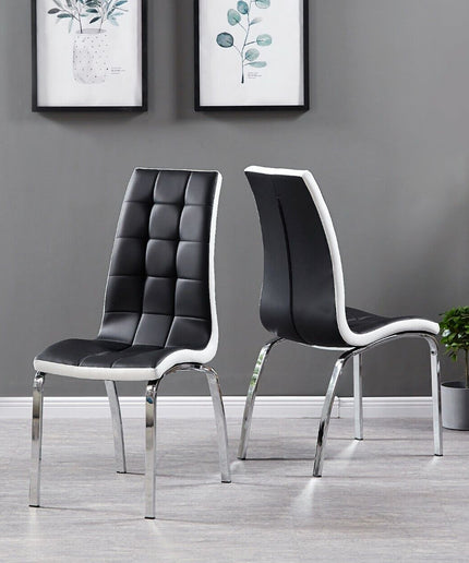 Pair(2pc) of Joy Faux Leather Dining Chairs with Chrome Frame